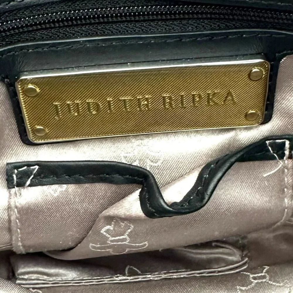 Judith Ripka Black Signature Canvas Satchel Handbag